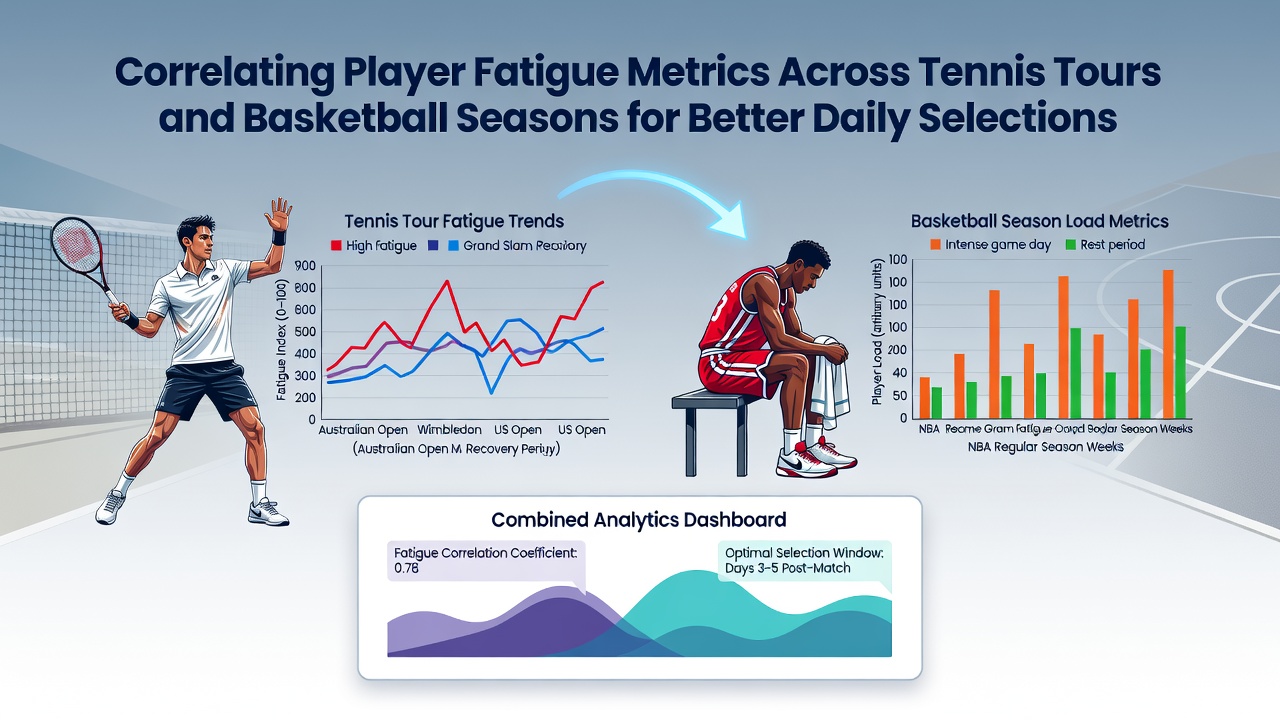 Data visualization showing fatigue metrics correlation between tennis and basketball players