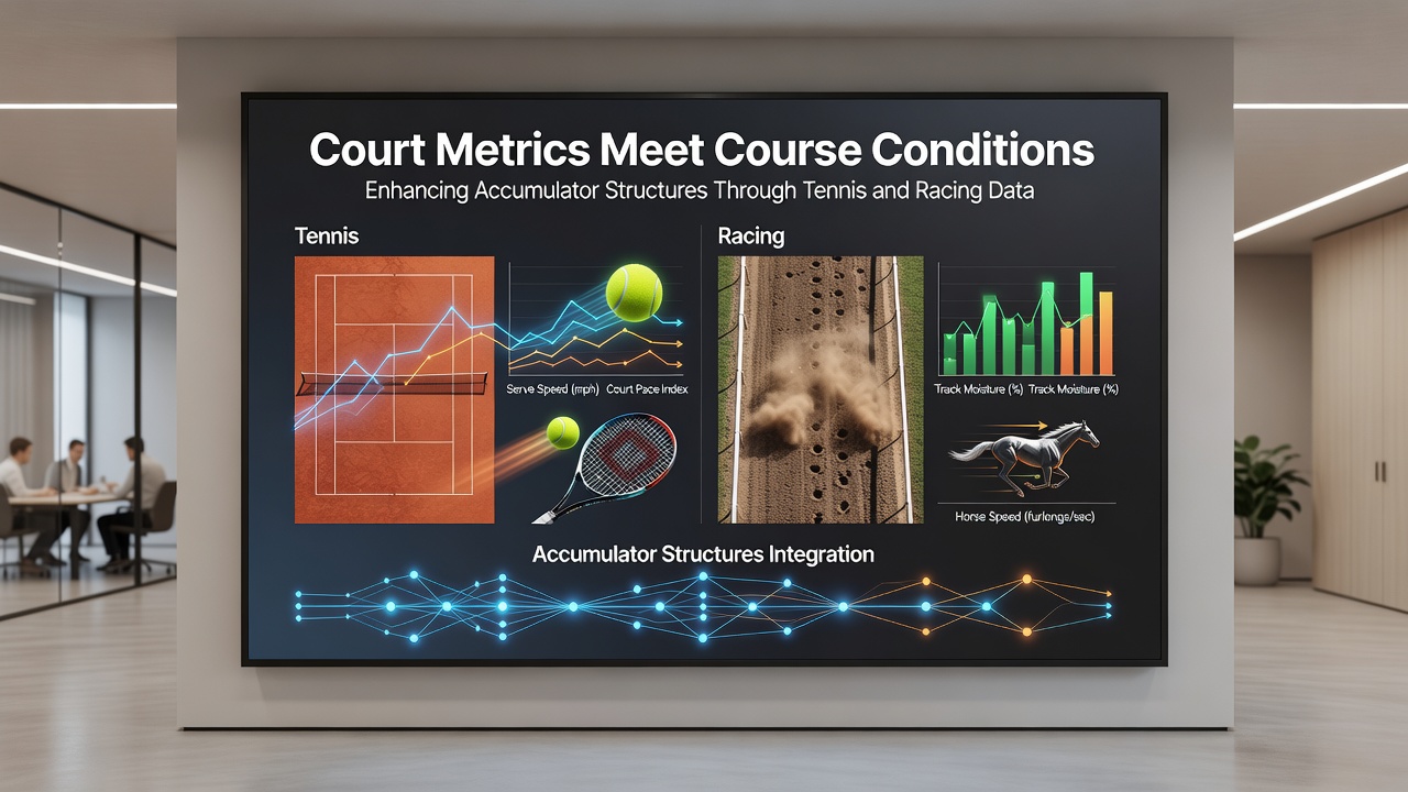Integrated data dashboard showing tennis rally statistics overlaid with horse racing sectional times for accumulator optimization