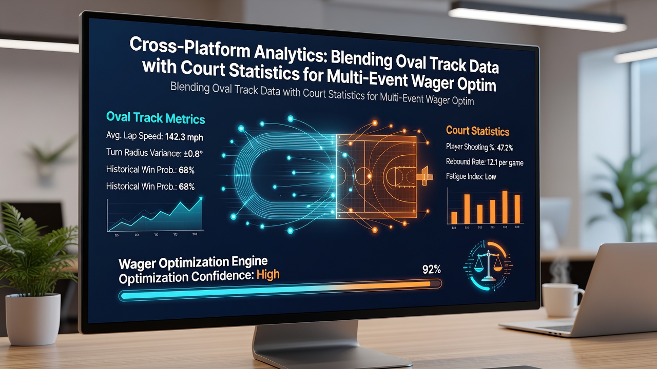 Dashboard showing merged oval track and basketball court statistics used for accumulator optimization