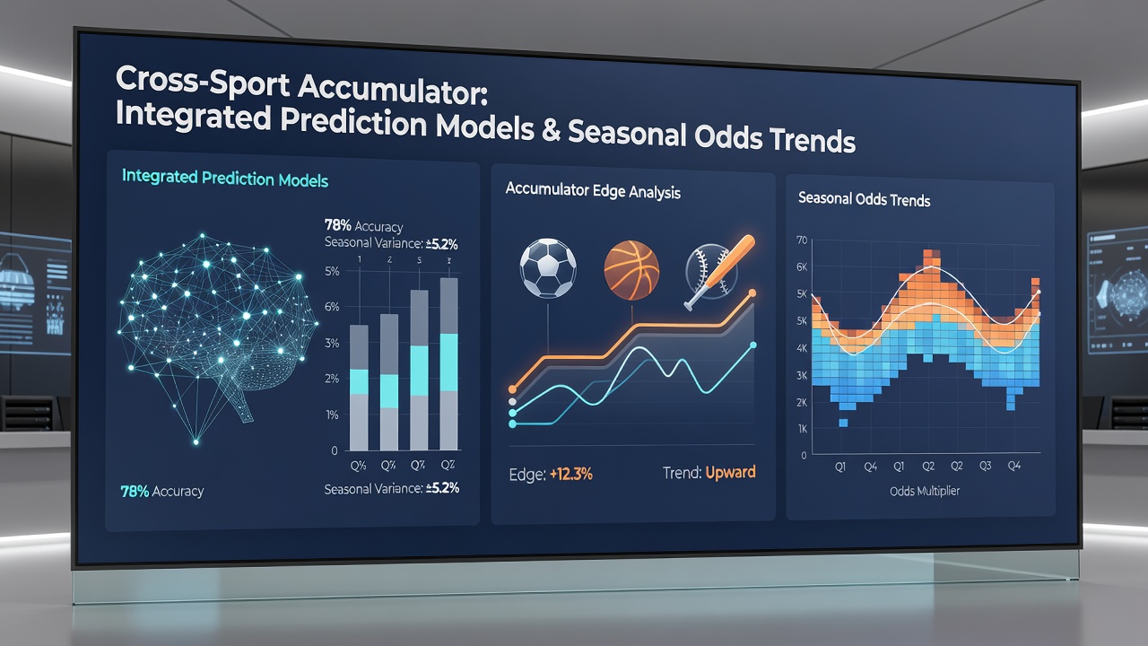 Data visualization showing seasonal odds fluctuations and model outputs for cross-sport accumulator selections