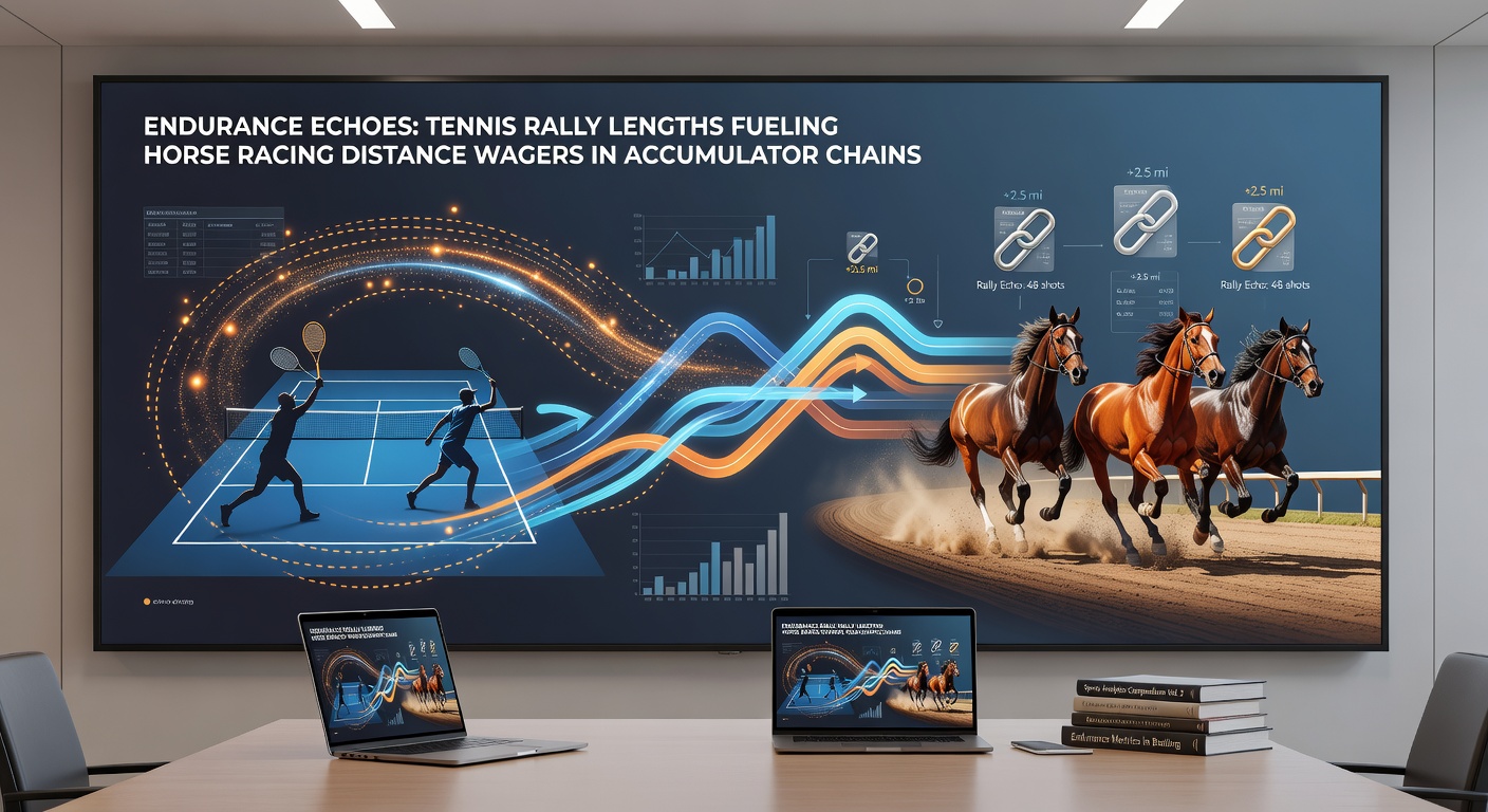 Horse powering down the home straight in a long-distance race, echoing the relentless push of a tennis rally