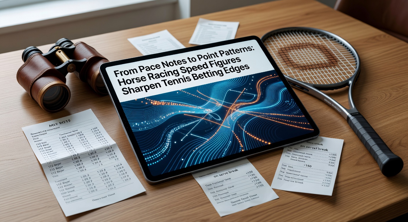 Horse racing track with overlaid tennis court graphics illustrating speed analysis crossover