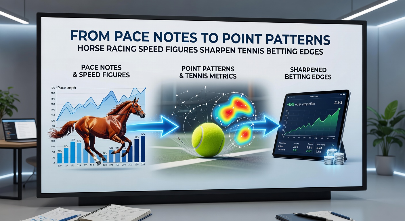 Tennis player mid-rally with speed figure overlays and pace note annotations