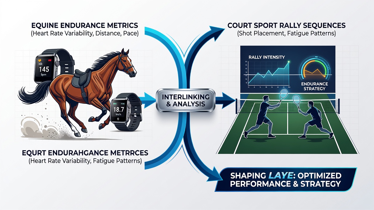 Diagram illustrating layered accumulator structures built from equine endurance data and court sport rally statistics