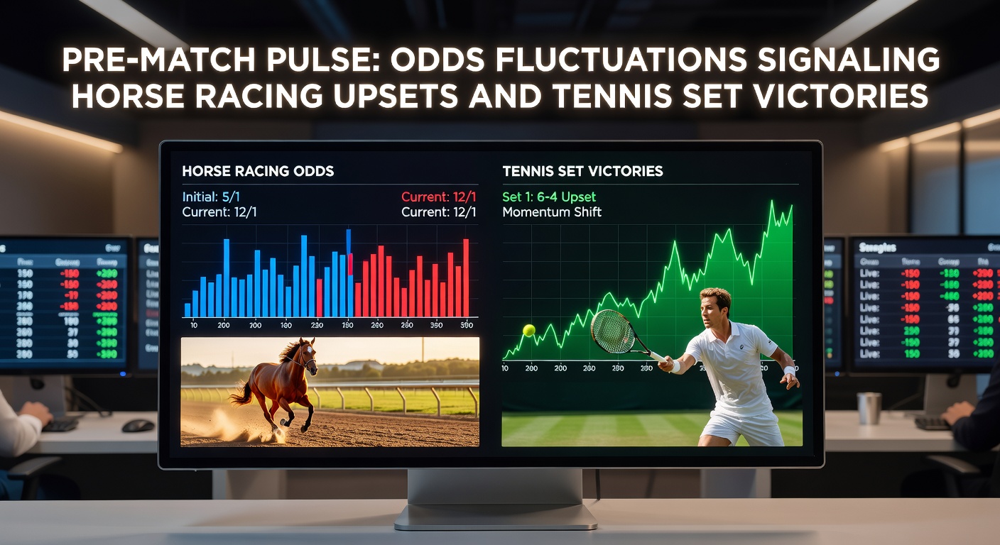 Graph showing dramatic pre-match odds fluctuations in a horse racing event, with lines spiking for underdogs