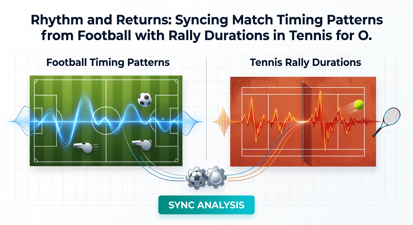 Tennis player during extended rally next to football pitch clock graphic showing synchronized betting windows
