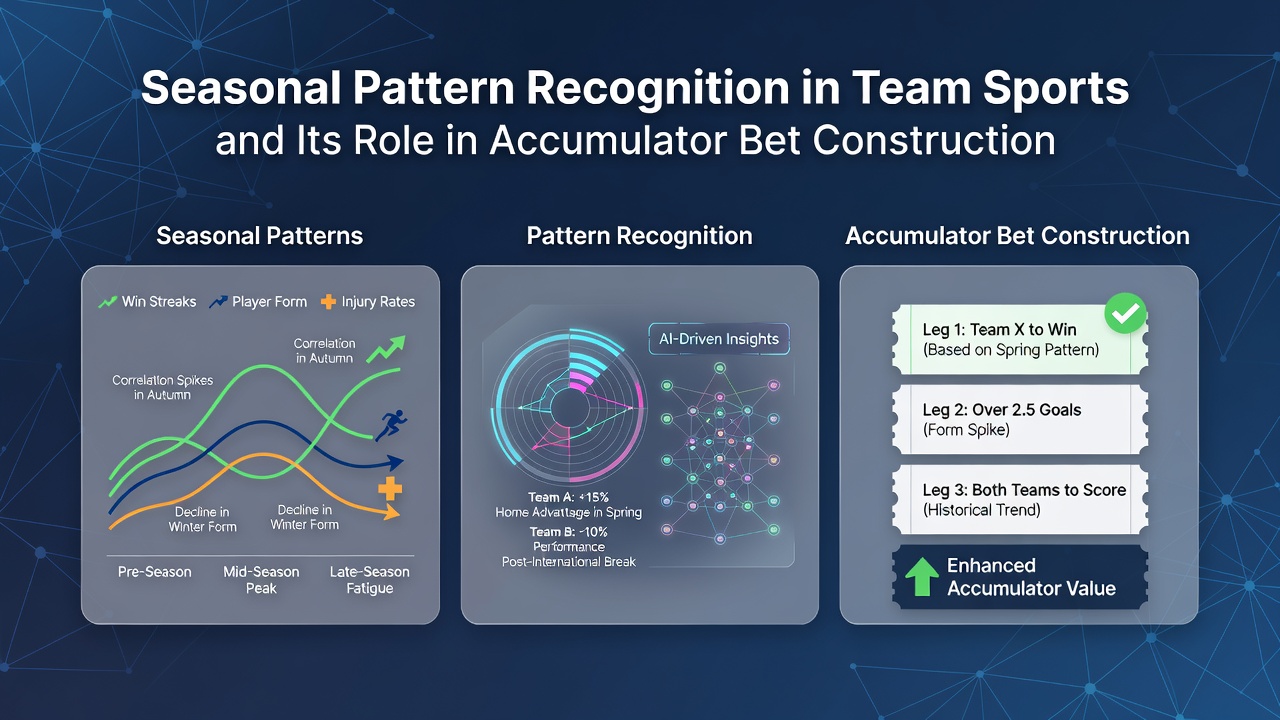 Chart displaying seasonal performance trends across major team sports leagues with overlaid accumulator betting indicators